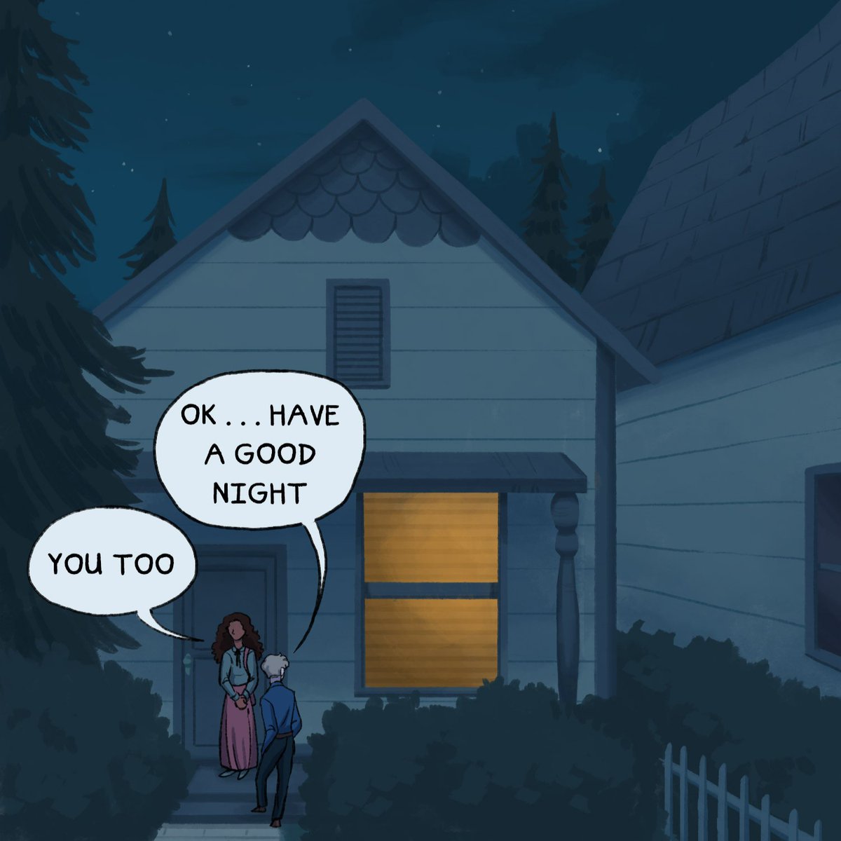 minhytoo's tweet photo. After another date with Liam, Emmie gives an awkward goodbye and returns  home. Someone notices her disappointment as she walks through the  door. 
https://t.co/OW8uaYEAU6

#webcomic #comic #HickoryPeaks #art #backgroundart https://t.co/pfg74ewZkp