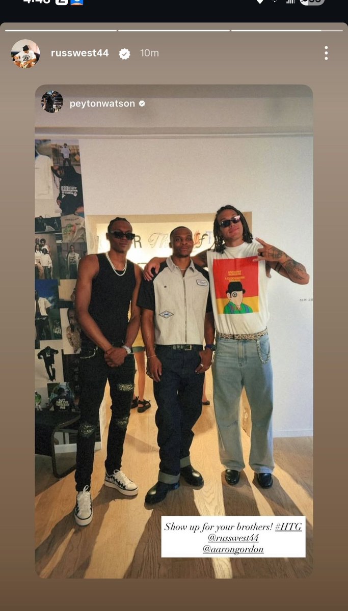 TheWestWolfPod's tweet photo. Aaron Gordon, Peyton Watson, and Russell Westbrook via IG https://t.co/pIDuddbsBs