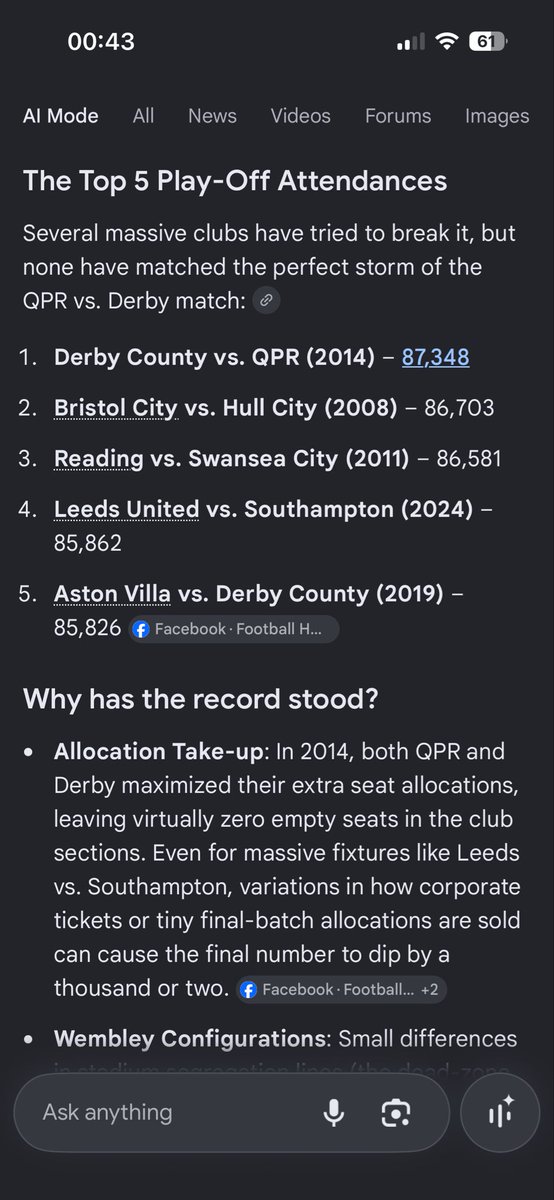 BishBashBoshit's tweet photo. @LowerTiers QPR vs. Derby still the record attendance for Playoff Final, over 37,000 in 24 hours! Small club. https://t.co/jonFyYue44