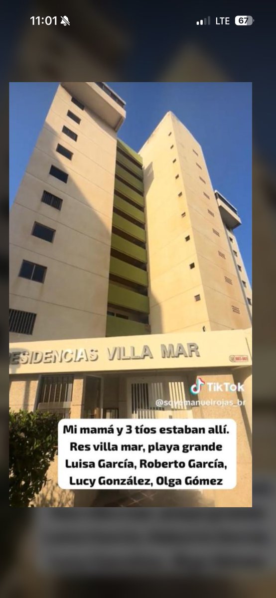 vxlvvl's tweet photo. Por favor ayúdenme a compartir, es mi tía y estaba  de playa grande, res villa del mar. No tenemos información de nada, solo que el edificio se desplomó. https://t.co/Q4qv7HJfEM