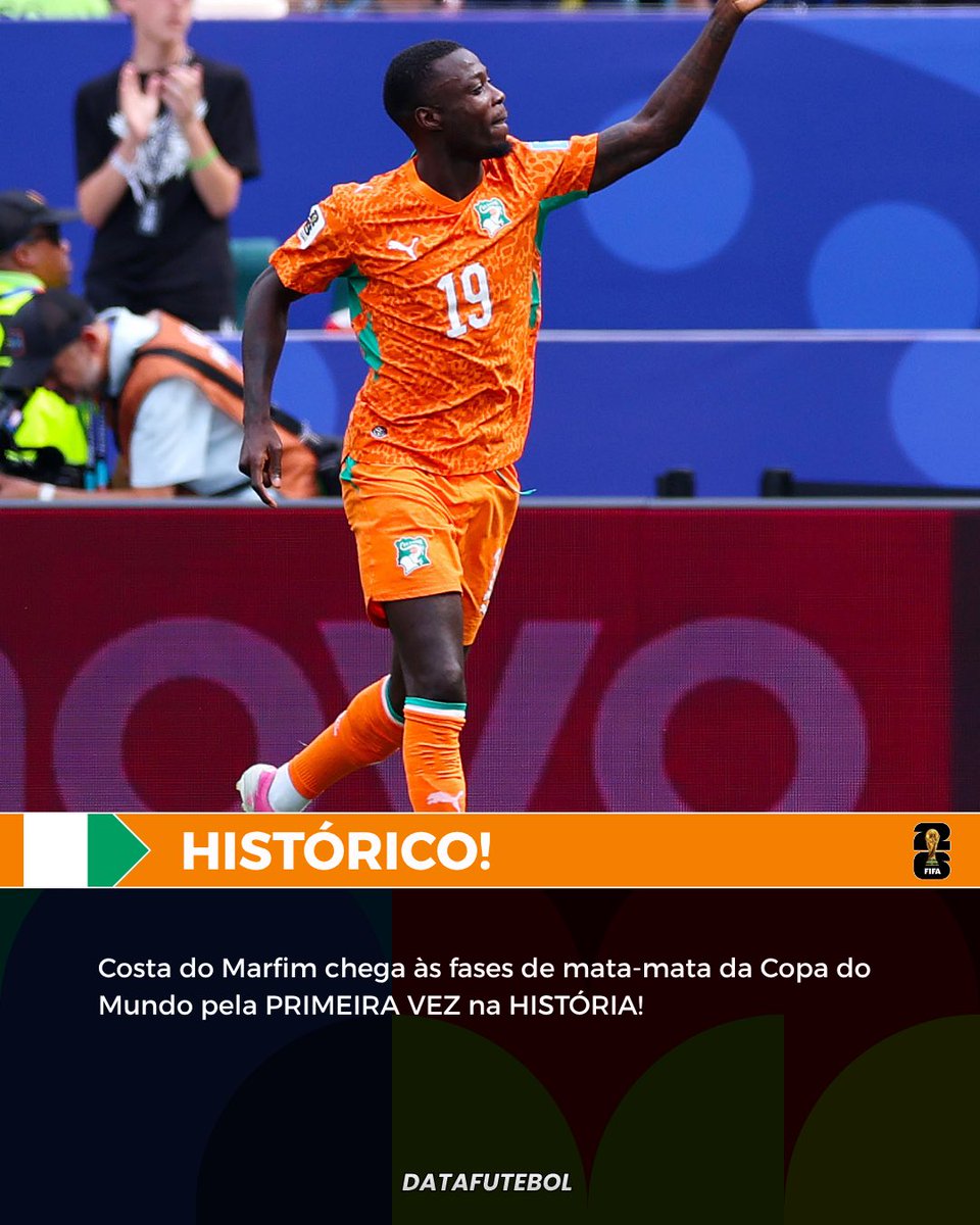 DataFutebol's tweet photo. HISTORICOOOOOOOOOOOOOOOOOO! 🚨

COSTA DO MARFIM CHEGA NO MATA-MATA DA COPA DO MUNDO PELA PRIMEIRA VEZ NA HISTÓRIA! 👏🇨🇮 https://t.co/NgLEmMu8bQ