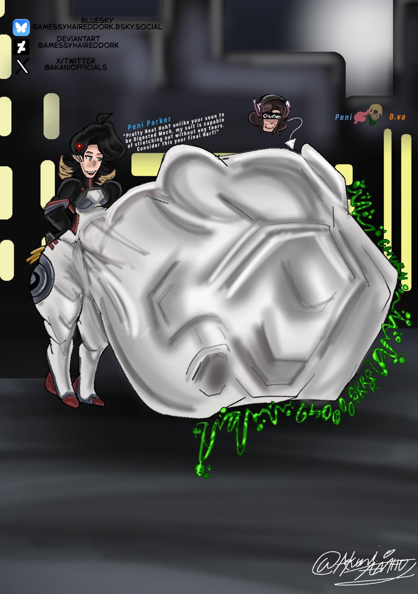 akaniofficials's tweet photo. Welp, in an Attempt To Prove on why She's Superior, Peni Snags poor Hana and her Mech, Turning both of them into sludge. Talk about an Iron Diet.
#Marvel #MarvelRivals #MarvelRivals_vore #MarvelVore #Vore #Overwatch #Dva #DigestionImplied #FemalePred #FemalePrey #ObjectVore https://t.co/apUVhwaGuq