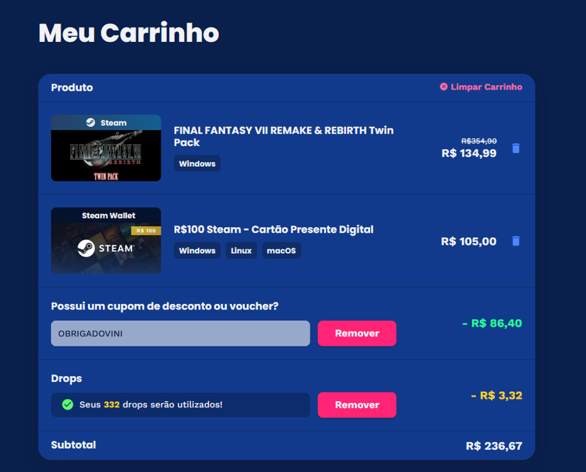 Lactobacillos's tweet photo. @nuuvem O meu adicionou o cupom, consegui gerar o PIX, mas o valor final não teve desconto. https://t.co/LnzjvSpoRH