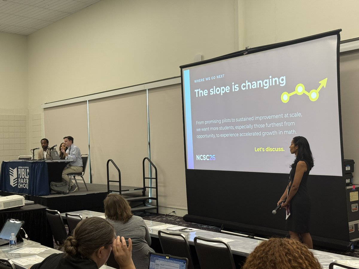 edforwarddc's tweet photo. DC is accelerating math growth! Ed Forward DC's Rashida Young moderated a #NCSC26 panel of our partners @empowerk12 @FriendshipPCS @TMAtalks to share how ecosystem-level coordination, high-impact tutoring investments, math acceleration grants, and cross-sector partnerships drove DC to #1 in math recovery.