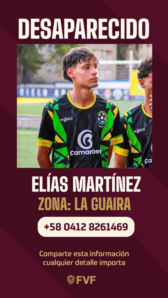 FVF_Oficial's tweet photo. Ayudemos a encontrar a Elías Martínez🙏🏻

Fue visto por última vez en La Guaira.

Sus familiares necesitan cualquier información que pueda ayudar a dar con su paradero. Si lo han visto o sabes algo, por favor comunícate de inmediato al siguiente número:

📞 0412-8261469 https://t.co/A9CvQAENwl