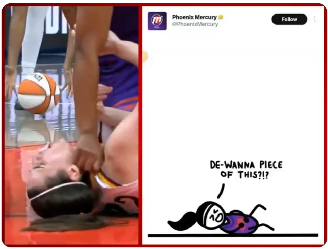 gradtofreedom's tweet photo. CC needs to sue that 'B' #25 @athomas_25 & the @wmbapheonix
Erica Ayala acts like she cannot see this as an intentional act of opportunity for abuse.  WNBA gives Alyssa Thomas a one game suspension???!!!! for that BS???!!! flagrant 2 foul for reckless contact on Caitlin Clark. Should be 2or 3 games out! IMO! & a Phoenix Mercury fine.

It was intentional. Did you see that B smile while looking at CC in pain while she still had her fist clenched on her neck!!!! They thought CC should have been called on a foul prior.

Then, social media decided to mock her. This is why I cant watch these sorry %ss games because CC is a real female, paying against dudes! She's feminine. They hate her & I hate the WMBA. Wasted pay to DEI wanna Bs always crashing out about their level of pay. Stop. They have about 5 women in the league that rocks. Not enuf for my ticket money.
