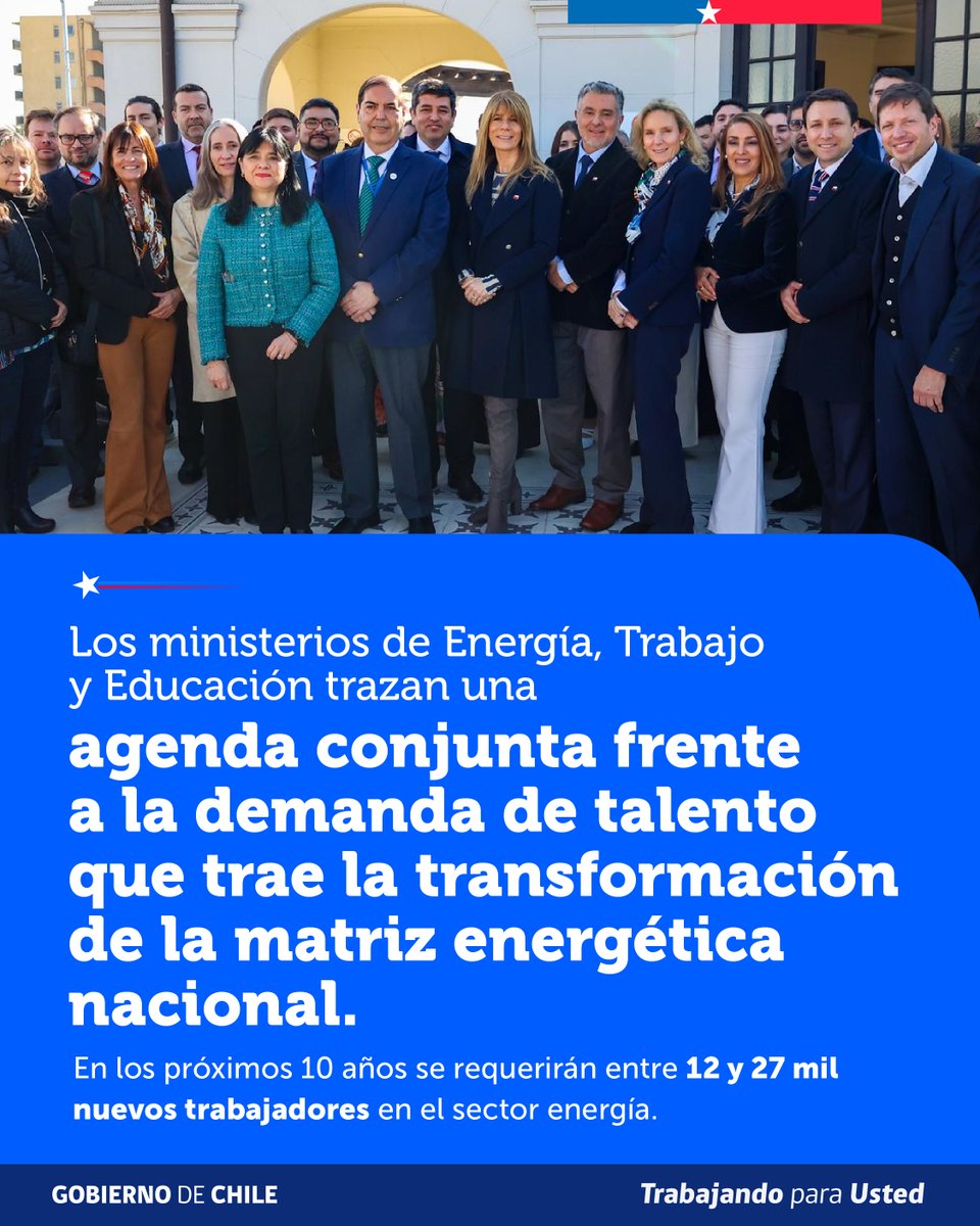 MinEnergia's tweet photo. La ministra de Energía, Ximena Rincón, encabezó la Mesa “Capital Humano en Energía”, instancia que reunió a más de 60 líderes de la industria, la academia y el sector público para avanzar en los desafíos de formación y empleabilidad para la transición energética. https://t.co/zYW8Y7cOzY