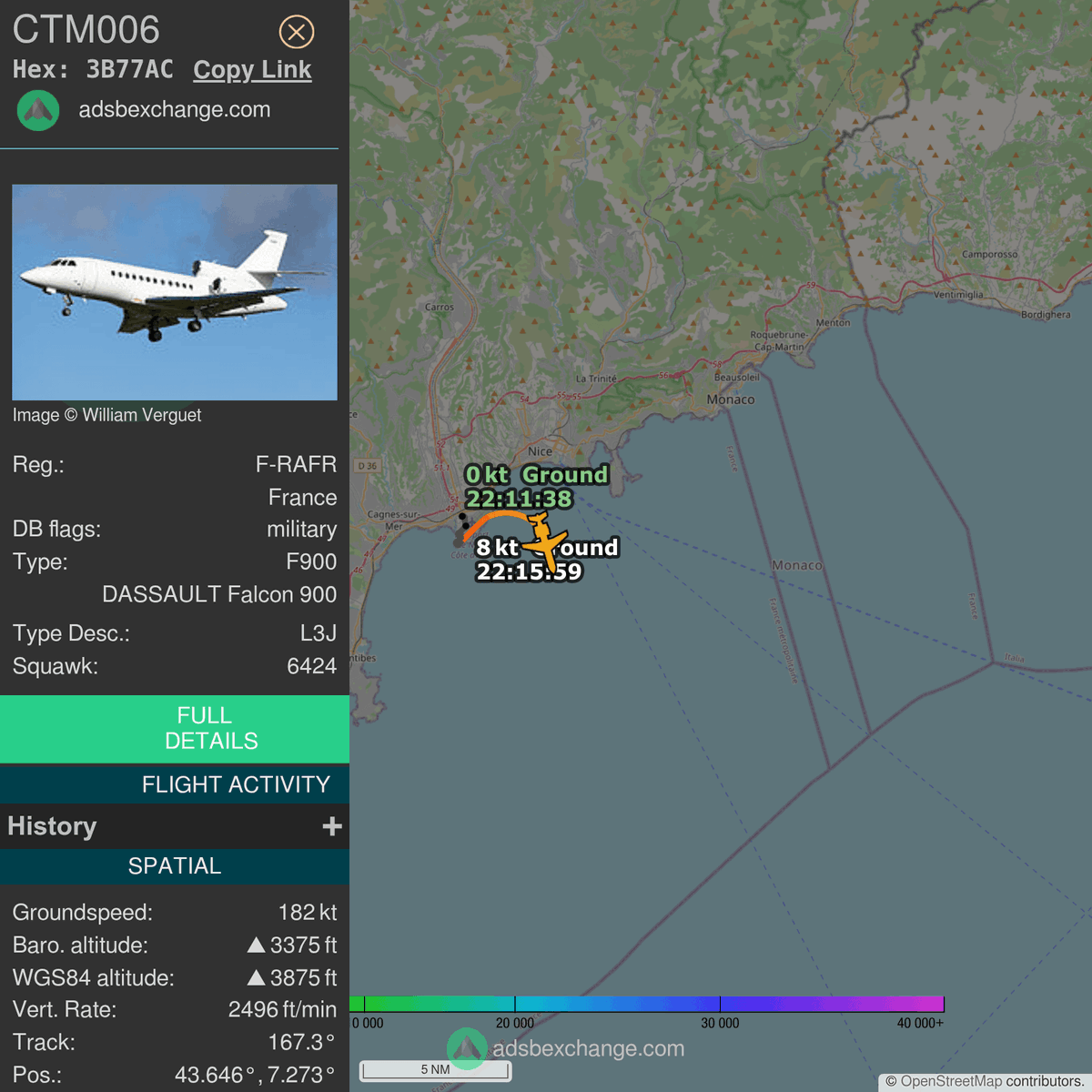 FlottePresident's tweet photo. 🛫 Un Dassault Falcon 900EX EASy 🇫🇷 République Française vient de décoller près de Nice, France.
Vol #CTM006, immatriculation #FRAFR.
Suivre le vol : https://t.co/YO4cupvANh https://t.co/3WIWsnXNiA