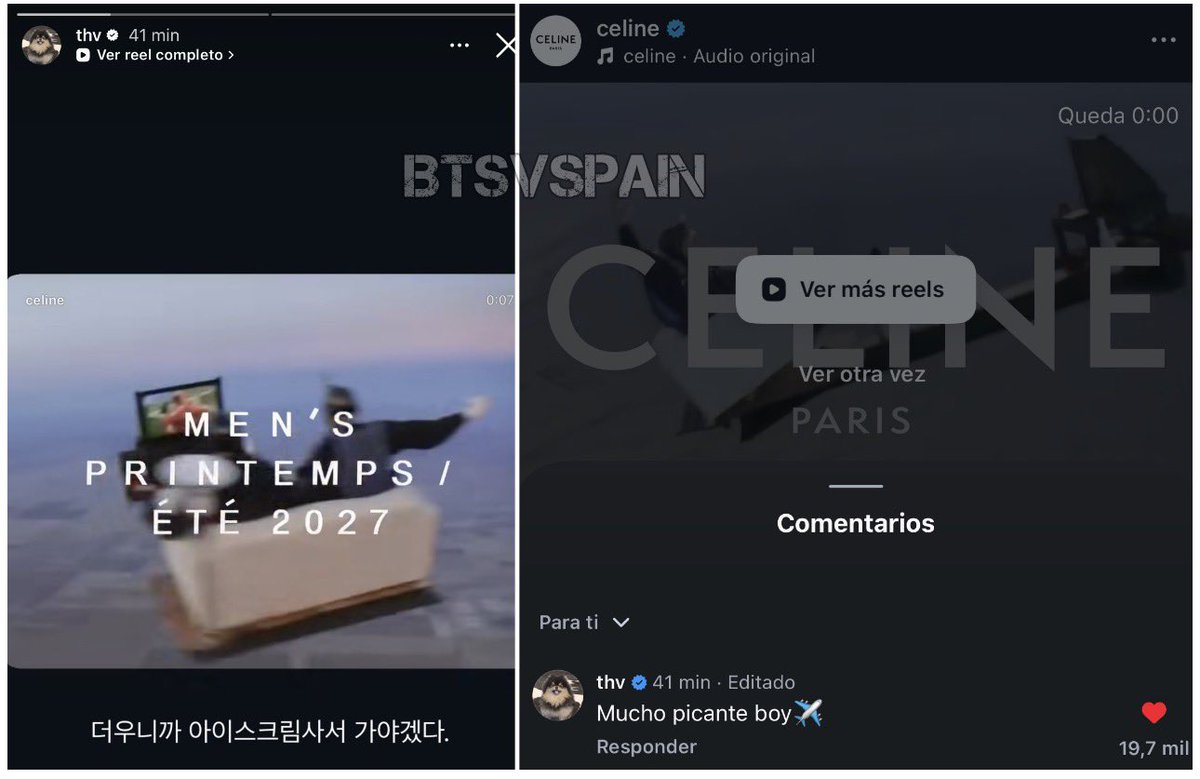 BTSVSpain's tweet photo. OMG!! Esto es confirmación, ¿no?

🐻🐯 Como hace tanto calor, debería comprarme un helado antes de ir.
🐻🐯 Mucho picante, boy ✈️ 

Hay que decir que el concierto acabará sobre las 23.00 del sábado y el domingo a las 12.00 es el desfile… 🙈 madre mía Tete!!!

TAEHYUNG FOR CELINE
#VxCELINE
#TAEHYUNGxCELINE