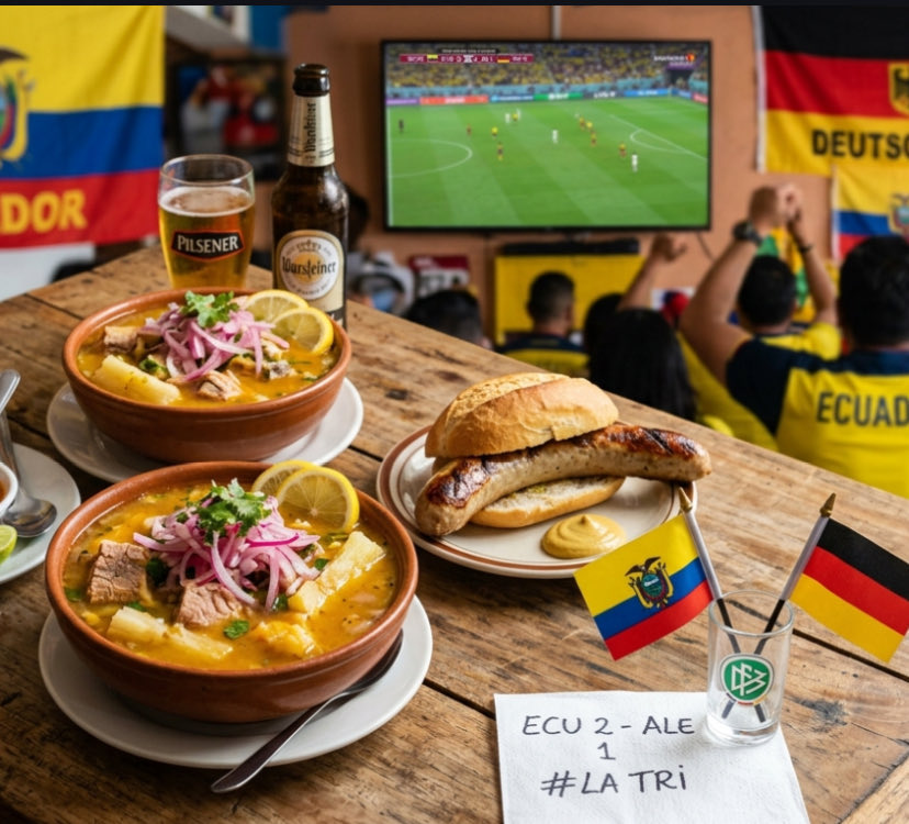 ritaechever's tweet photo. Encebollado 2 - Bratwurst 1 ! Ganamos carajoooo #mundialdefútbol2026 #Ecuador #Alemania #Urgente https://t.co/2VebRiePXB