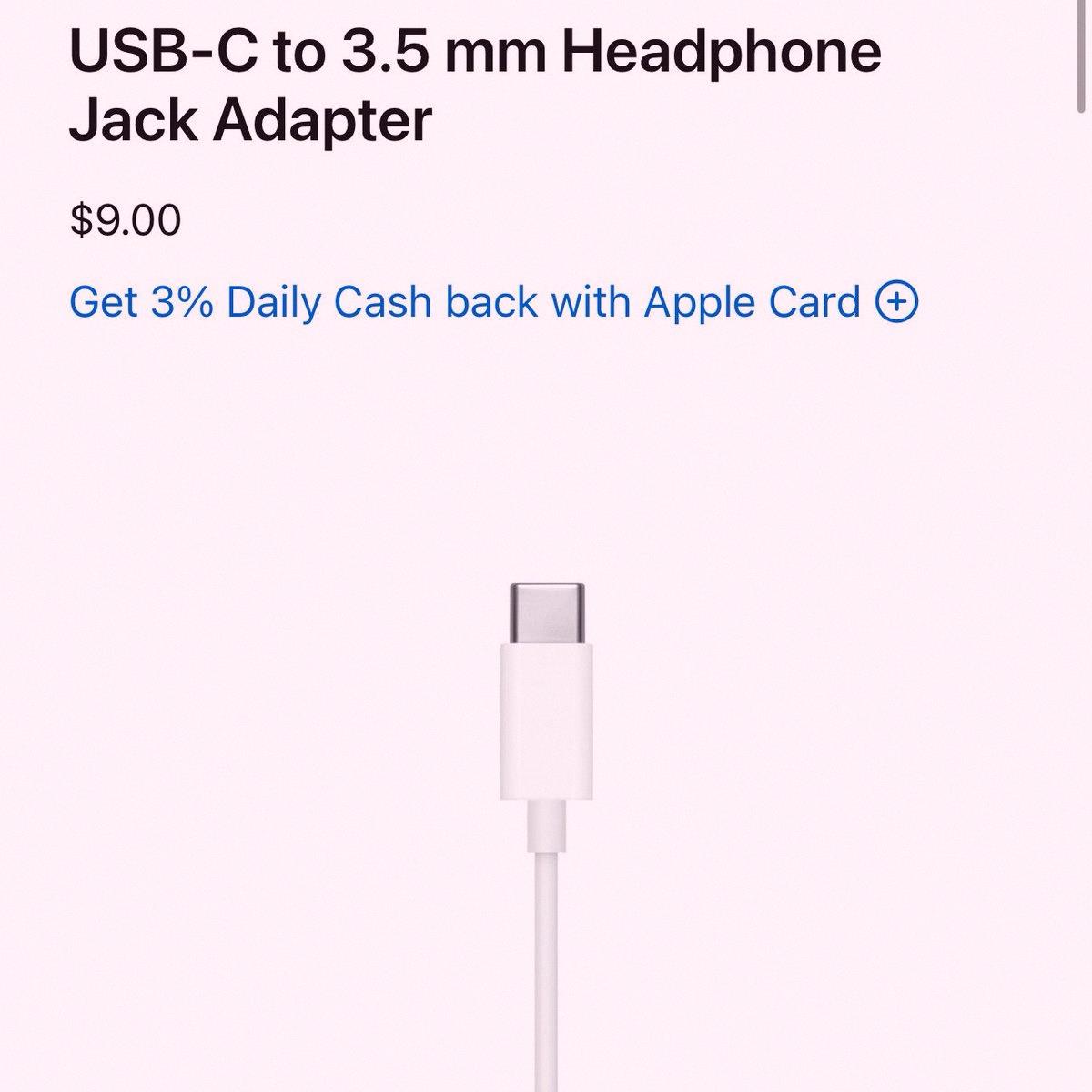 SevLeroux's tweet photo. Great news! Apple kept the price the same on their Headphone Adapters. No increase at all. https://t.co/rhW2cvisYG