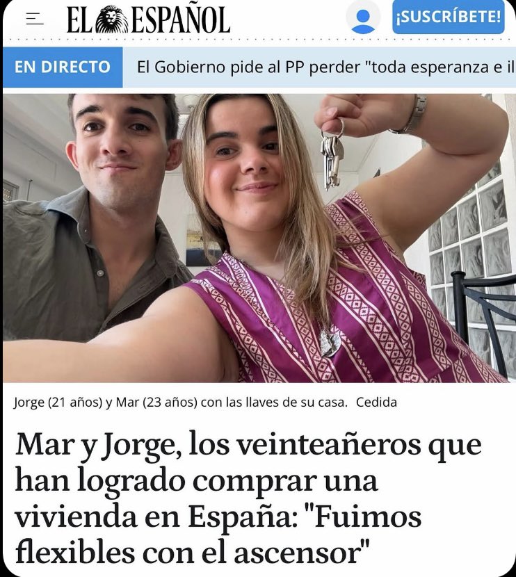 andrea_economia's tweet photo. La España de Sánchez ha conseguido que una pareja de 23 años sea NOTICIA simplemente por tener casa propia. 

En el socialismo los productos esenciales se vuelvan un lujo. https://t.co/76btEiDXwu