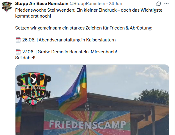 LuftHanzl's tweet photo. "Pace - no to nato" 😉 Aus dem "Stopp Ramstein" Video
Pace ≠ Peace 😅 https://t.co/ksaIwU8vJc