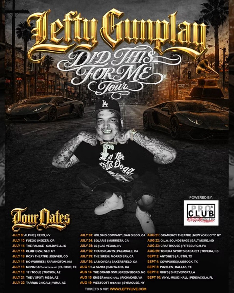ARCElPasoTV's tweet photo. #MUSIC After he got arrested and missed his #ElPaso show in 2025, #LA #rapper #LeftyGunplay announced his return on July 18 at the #MonaBar of Modern Art. https://t.co/izgSNSklwE π·: Mona Bar via Instagram, https://t.co/pKbNAsRi5m https://t.co/uwXXxtIUfl
