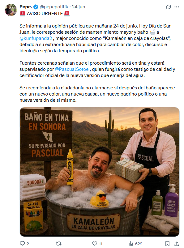 PPUT0S's tweet photo. @enrique36038744 🚨 Aviso Preventivo

Señor José Guadalupe:
Con fundamento en sus publicaciones recientes, la PPUT0S le exhorta a ejercer su reflexión sobre el respeto en su propia conducta digital. 
Se le extiende una atenta invitación a la congruencia.

Folio: PP-2026-84734 https://t.co/v2TvyMO7QQ