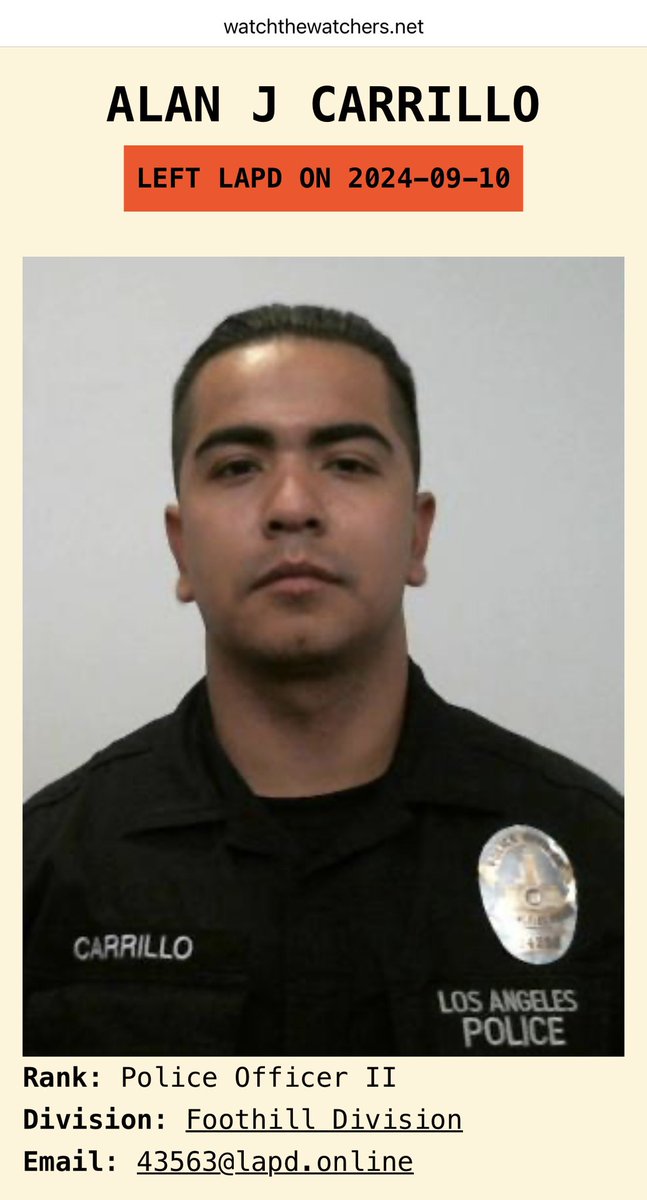 FilmThePoliceLA's tweet photo. NEW: LAPD confirms their “law enforcement gang members”:

• Alan Carrillo
• Marvin Perez https://t.co/8X9EneIs3q
