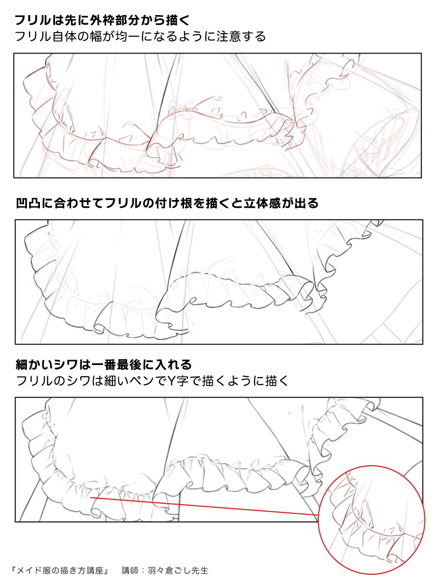 palmie_oekaki's tweet photo. フリルを描く時のコツ💡 https://t.co/bnxJqd5bY3