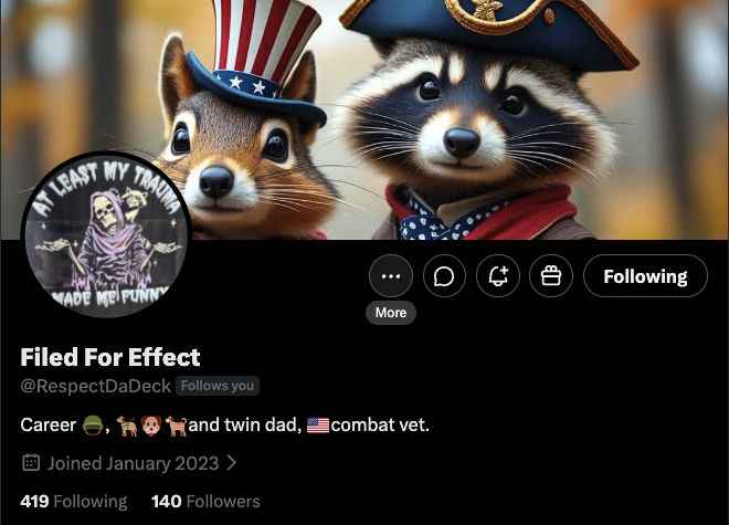 SGTWipper1Each's tweet photo. I haven't done a Veteran Shoutout in a while, so here goes!

This dude just processed his DD-214, you know what that means! He's "one of us"

Give him a follow and welcome him to the club.

@RespectDaDeck https://t.co/Ua3LPOILJZ