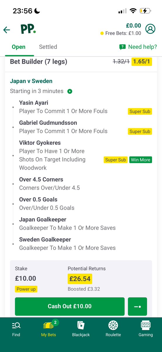 SharpPicksFC_'s tweet photo. 🇯🇵 Japan vs Sweden - Tonight’s Bets ⚽

Bet 1 (Boosted 1.65/1) 💰

Going with a stats-backed builder:

✅ Yasin Ayari 1+ foul
📊 Has committed 2 fouls in Sweden’s first two World Cup games and plays an aggressive midfield role.  

✅ Gabriel Gudmundsson 1+ foul
📊 Has committed 3 fouls in 2 World Cup matches and has already picked up a yellow card.  

✅ Viktor Gyökeres 1+ shot on target
📊 Averaging 1.0 shots on target per 90 in Sweden’s recent World Cup qualifying campaign and is Sweden’s main attacking outlet.  

✅ Over 0.5 Goals
📊 Sweden’s first two World Cup games have produced 12 goals, while Japan have scored 6 in theirs.  

✅ Over 4.5 Corners

✅ Japan GK 1+ Save

✅ Sweden GK 1+ Save

Stake: £10 ➡️ Potential Return: £26.54

Bet 2 (73.54/1) 🚀

Now it’s time for a proper long shot…

✅ Both Teams To Score
✅ Gyökeres to score or assist
✅ Ayase Ueda to score or assist
✅ Gabriel Gudmundsson to be carded
✅ Yasin Ayari to be carded

Stake: £1.45 ➡️ Potential Return: £108.08

The first slip is all about letting the numbers do the talking. The second is a big-priced swing—if it lands, it’s a beauty. 🤞🍀⚽

#FootballBetting #BetBuilder #PaddyPower #WorldCup