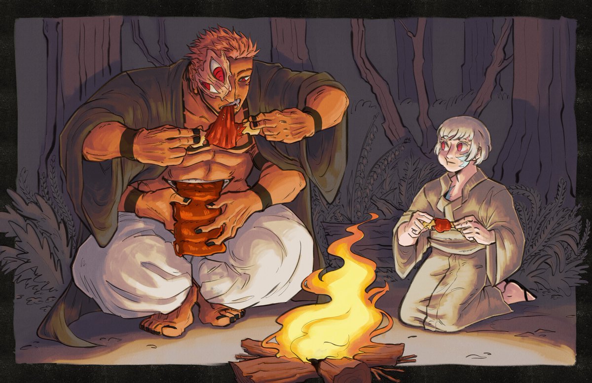 strawbycafe's tweet photo. i imagine sukuna and uraume’s first dinner went smth like this https://t.co/SiEoPTvxwD