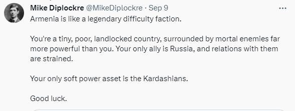 TankieIncelz's tweet photo. >has his country (former West Armenia) occupied by the Turks
>blames the Russians https://t.co/1P3rE2qi56