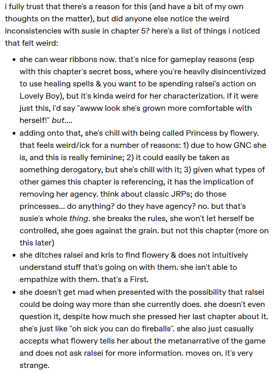 funkyfreshalien's tweet photo. post i made on tumblr about What The Heck Is Up With Susie This Chapter? #DeltaruneChapter5 https://t.co/n4kBYf9Mtk