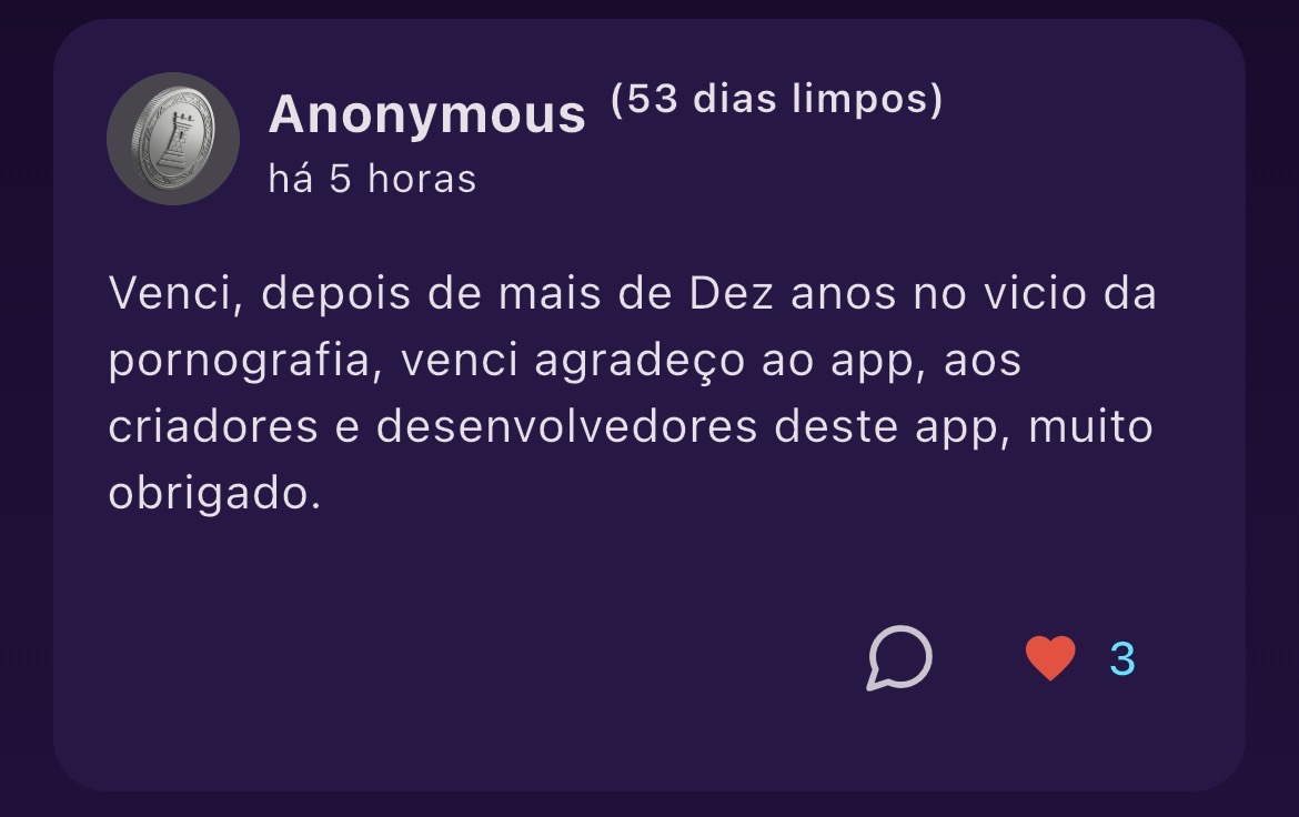 Mastracker_'s tweet photo. 53 dias longe da PORNOGRAFIA!

Esse é um dos muitos relatos que temos dentro da nossa comunidade do Mastracker. É extremamente gratificante ler esse tipo de coisa: mais de 10 anos dentro do vício e esse usuário conseguiu ficar 53 dias, quase 2 meses, sem recair! https://t.co/ABupOkY0fU