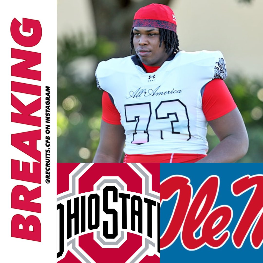 recruits_cfb's tweet photo. BREAKING: 5 star OT Caden Moss has been predicted to Ohio State ahead of his scheduled commitment tomorrow (swipe) 😳

Ole Miss has been considered the team to be watch in this recruitment for most of the cycle, as he is from MS and the Rebels want him to stay home badly. 

Other schools like Oregon, Kentucky, Tennessee, and LSU have been swinging as well. 

He is ranked as the No. 13 player nationally and is the No. 4 OT in the country via ESPN’s rankings. 

Thoughts?