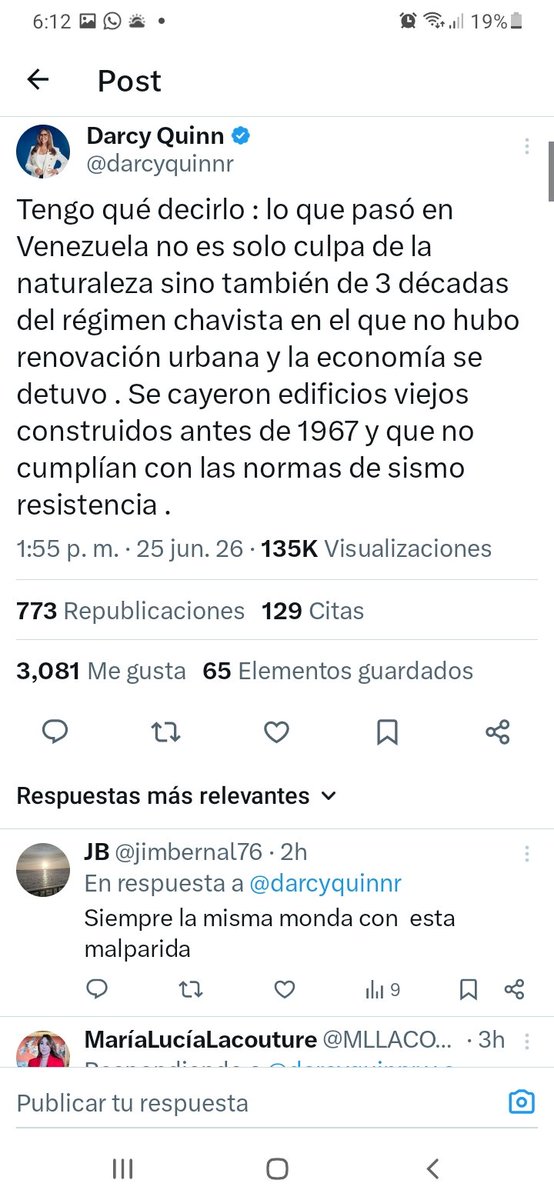 FranklinCanas's tweet photo. No logro entender a @darcyquinnr . Que tiene que ver un edificio viejo que los hay por  todo el mundo con Chavez que murió hace 13 años;  que tiene que ver un terremoto con el chavismo ? Tanta experiencia en el periodismo y tanta entrevista de intelectuales para qué? https://t.co/0yG888G3Th