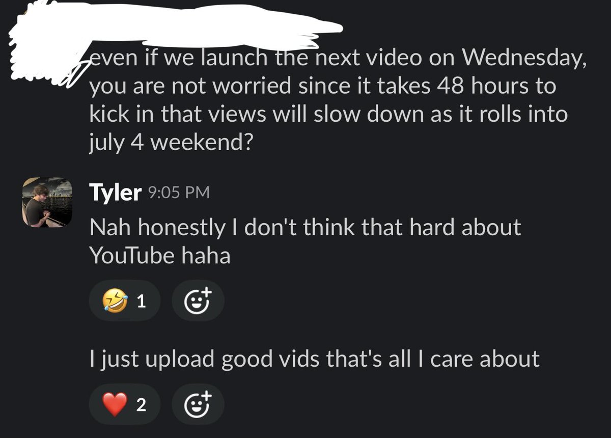pngtyler's tweet photo. The YouTube algorithm is the most overthought thing ever

If you just make videos your audience wants to watch you’ll be just fine https://t.co/YLZX7gF0xH