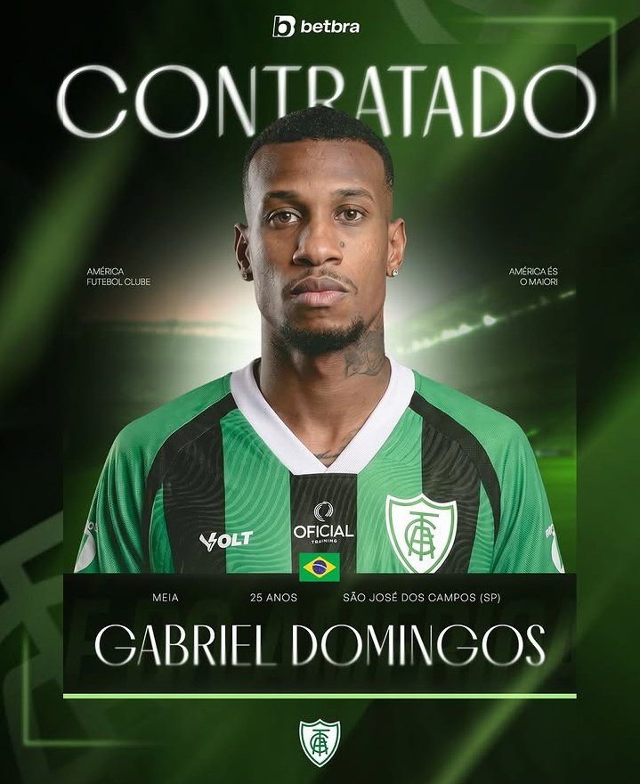 CTransferencias's tweet photo. O meia Gabriel Domingos, 25 anos, é o novo reforço do América-MG para a sequência da Série B do Brasileiro.

Revelado pelo Internacional, Gabriel ainda soma passagens por Vila Nova e Amazonas. https://t.co/FbRN5UDiGx