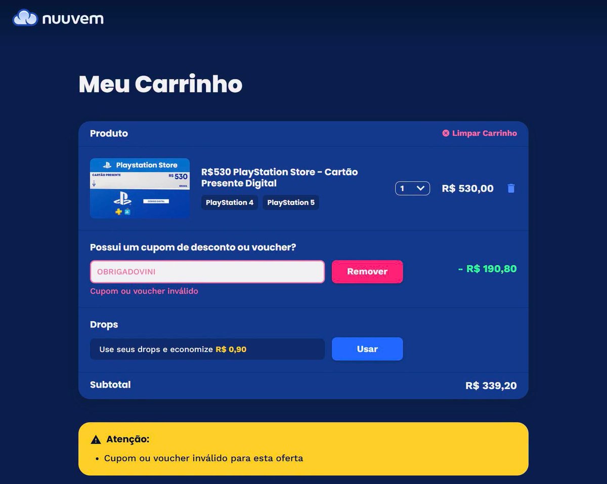 GuiBourne's tweet photo. @nuuvem estranho, pra mim aplicou bem nas 19h certinho, mas olha a mensagem, não deixava eu clicar em pagar de jeito nenhum, o botão de pagar tava apagado, muita sacanagem! https://t.co/PN2QiOMaF2