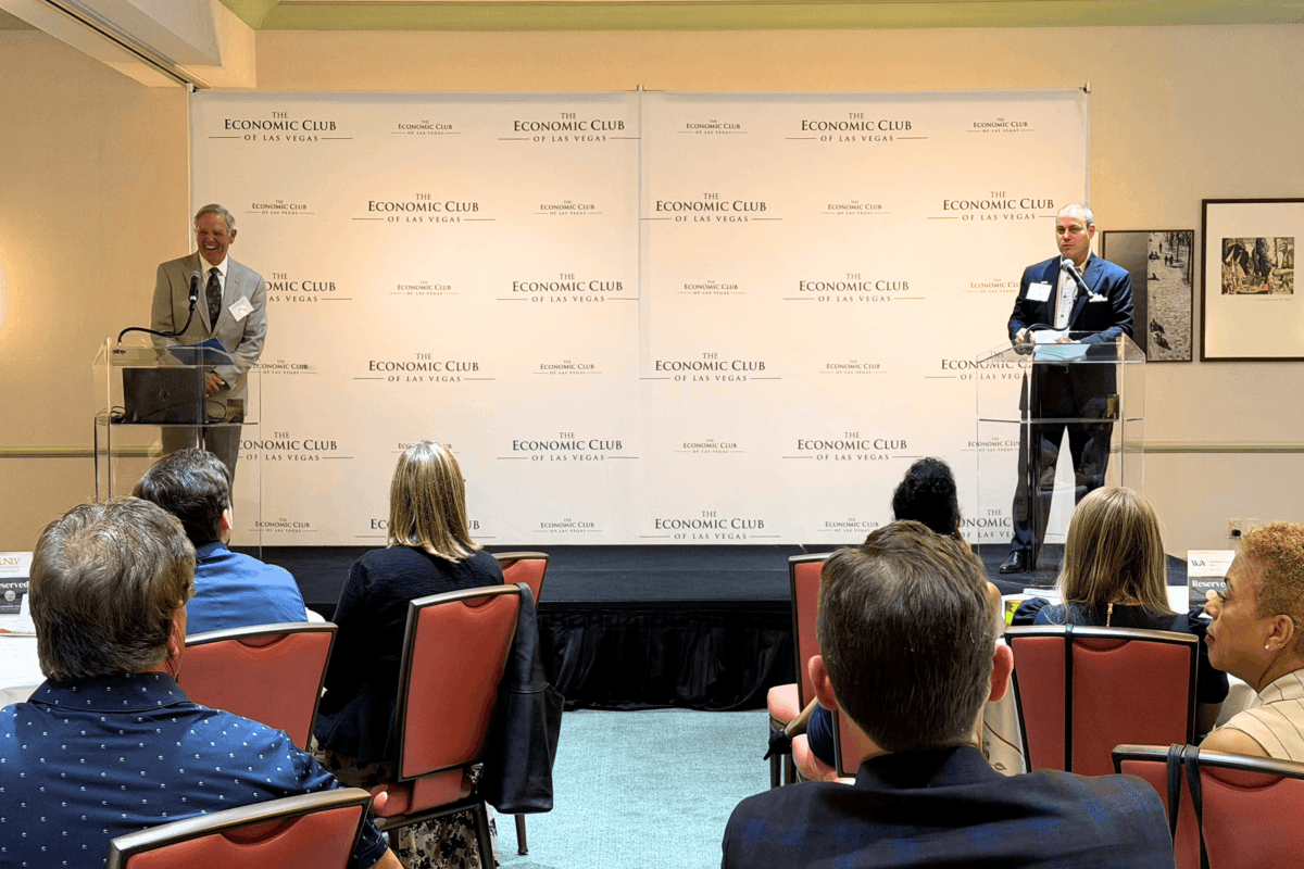 EconClubLV's tweet photo. Our ECLV luncheon was a success! Phil Satre and attendees discussed growing gaming competition, LV's shift to entertainment, and investment in new developments. Check out the photos: https://t.co/go42pF06EX. Join us Aug 26 for “Analysis of 2026 Midterm Elections.” #EconClubOfLV https://t.co/q3i1aDvobG