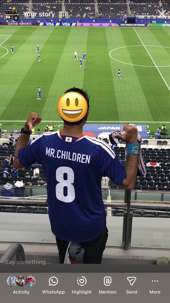 SFmrchildren's tweet photo. At the game 
Amazing atmosphere 
#FIFAワールドカップ
#最高の景色を #サッカー日本代表
#mrchildren
#ミスチル
#ウカスカジー https://t.co/SJ9DPaex4A