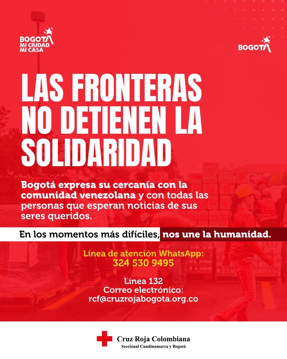 GobiernoBTA's tweet photo. 🟡🔴En Bogotá, la solidaridad trasciende fronteras.

Hoy acompañamos con respeto y cercanía a quienes atraviesan momentos difíciles, recordando que apoyarnos como comunidad también nos une como ciudad. https://t.co/slj30XKxV8