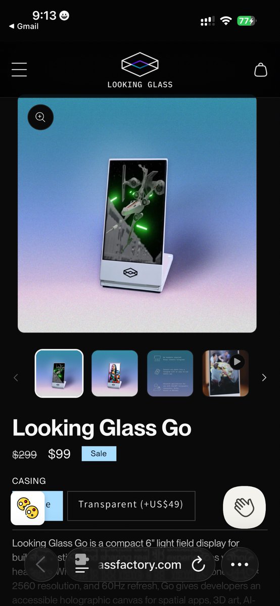 裸眼で立体的に見える不思議なディスプレイLooking Glass Goが99ドルに