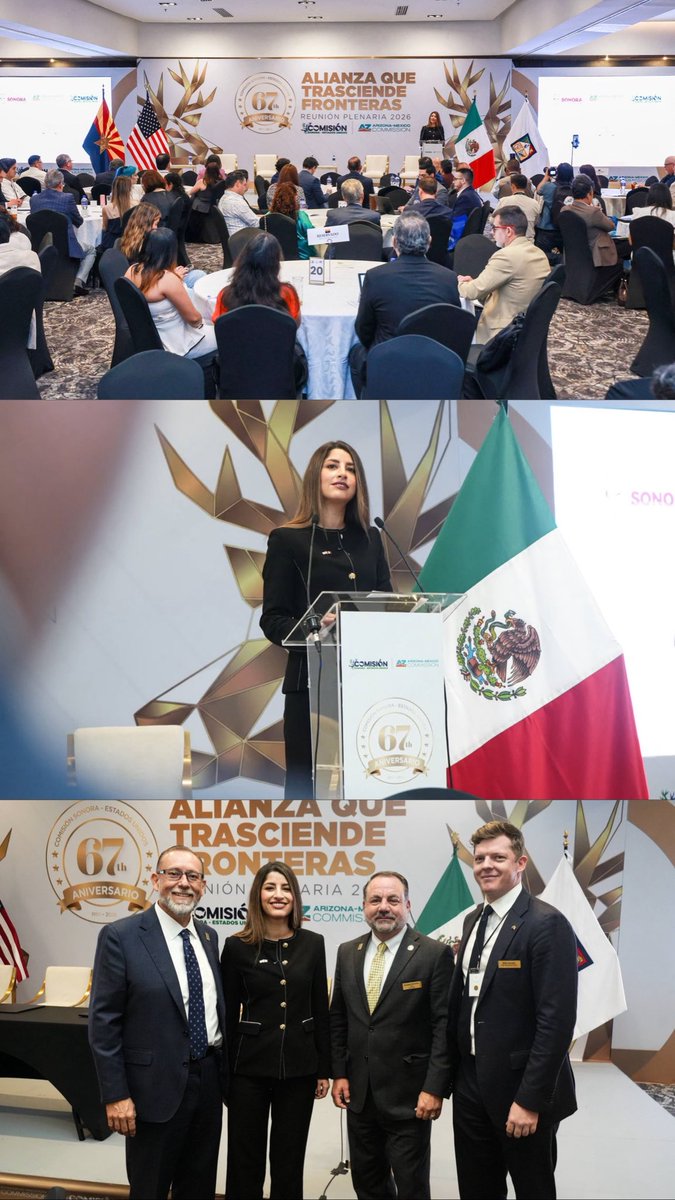 PaulinaOcanaE's tweet photo. Durante 67 años, la Comisión Sonora–Estados Unidos y Arizona–México ha generado resultados concretos para las familias de ambos lados de la frontera.

🛣️ La modernización de los cruces fronterizos de San Luis–San Luis Río Colorado y Douglas–Agua Prieta.
💧 La Planta Tratadora de Aguas Residuales de Nogales.
🚔 La Primera División de Operaciones Fronterizas en México.
💻 El Centro de Diseño de Semiconductores.
⚓ La modernización del Puerto de Guaymas.

Con esa misma visión, hoy concluimos una nueva Reunión Plenaria, reafirmando el compromiso compartido de nuestro gobernador @AlfonsoDurazo y de la gobernadora @GovernorHobbs para seguir construyendo una Megarregión más fuerte y con mayores oportunidades. 🇲🇽🤝🇺🇸