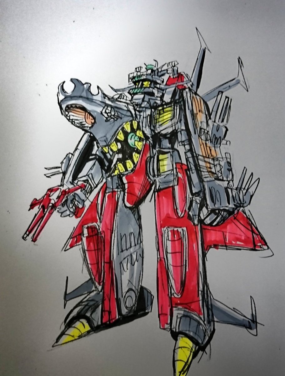 GAKUJIRA's tweet photo. ふと【宇宙戦艦ヤマトに巨大ロボットが介入してたら】を考えた。

地球側にはその文化は無くても、敵側には巨大ロボ兵器があってもおかしくない。

対抗して真田さんが、第一砲塔をヒト型変形させたり、最後には「こんな事もあろうかと」で…

前に考えたのをAIさんに妄想フィギュア化してもらった。 https://t.co/hA1LcAYsfD