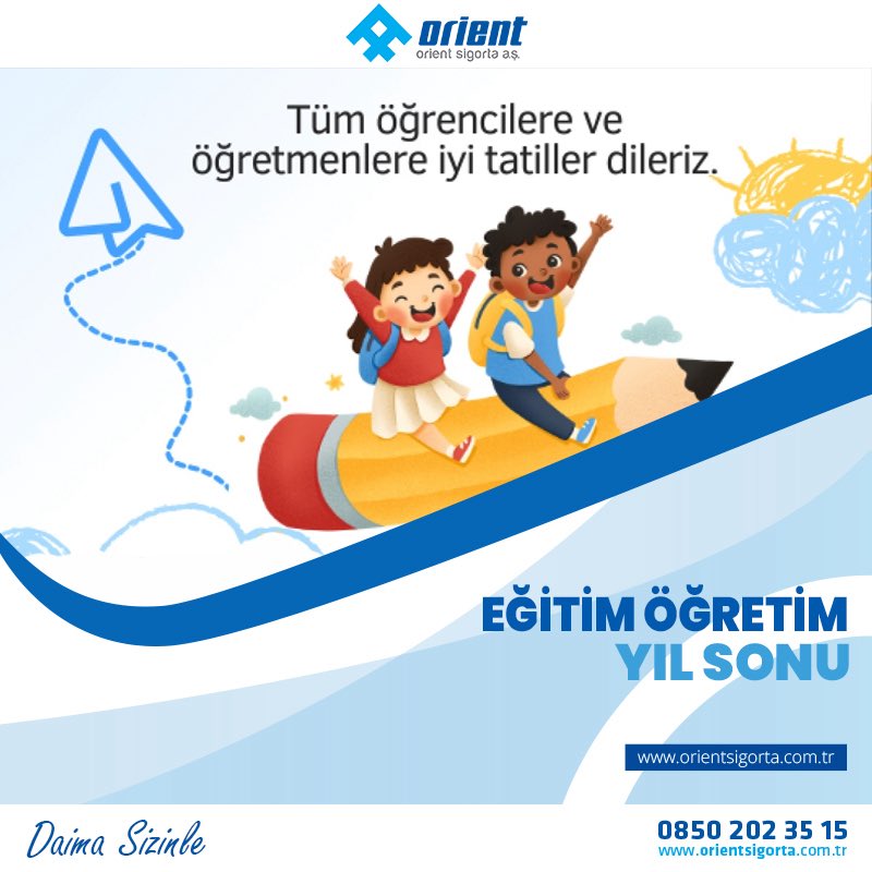 OrientSigorta's tweet photo. Bir eğitim öğretim yılını daha başarıyla bitiren tüm öğrencileri, öğretmenleri ve velileri tebrik ediyoruz. Emeklerin karşılık bulduğu yeni hedefler için enerji toplama zamanı. İyi tatiller dileriz.

Daima Sizinleyiz!

📞 0850 202 35 15 🖥 https://t.co/cnQ0I6dx1X

#OrientSigorta https://t.co/xHSbgkoeTN