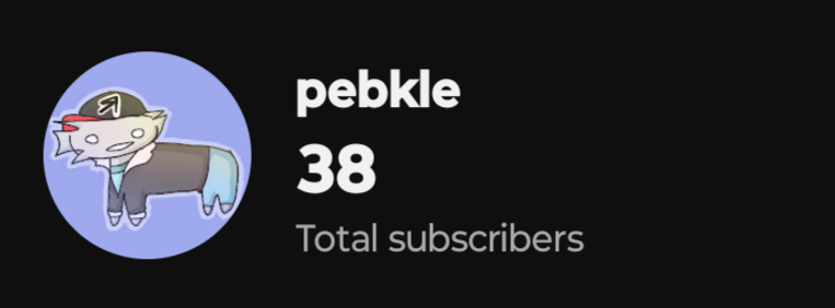 pebkle's tweet photo. WE HAVE OFFICIALLY HIT 38 SUBSCRIBERS!!!!

THIS ISNT EVEN AN IMPORTANT MILESTONE BUT I DONT CARE!!! THIS AMOUNT OF SUBSCRIBERS IS COMBATIBLE WITH MR BEAST!!!! https://t.co/Pw6WJlDKy4