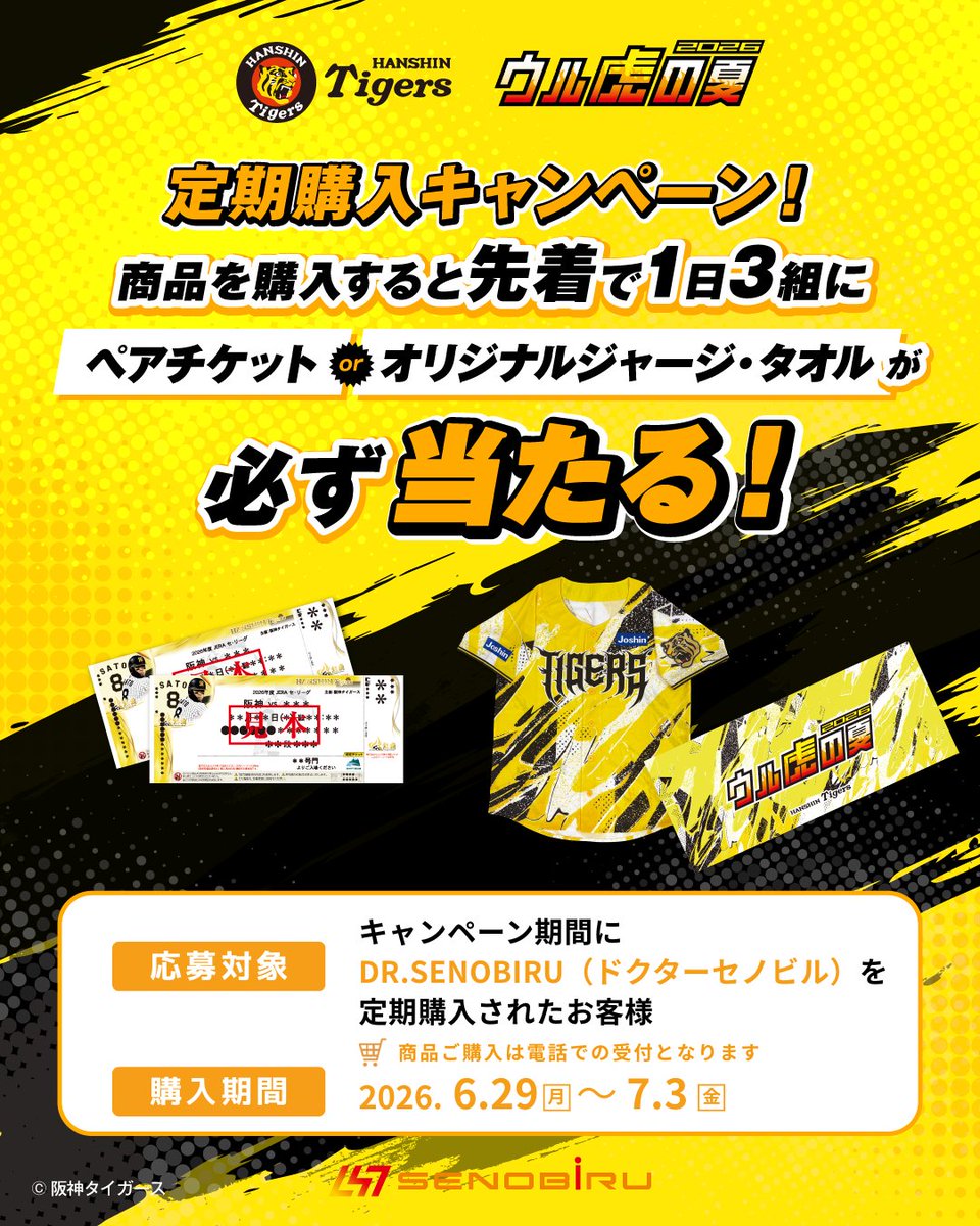 🐯先着限定！阪神タイガース観戦チケットorオリジナルグッズを