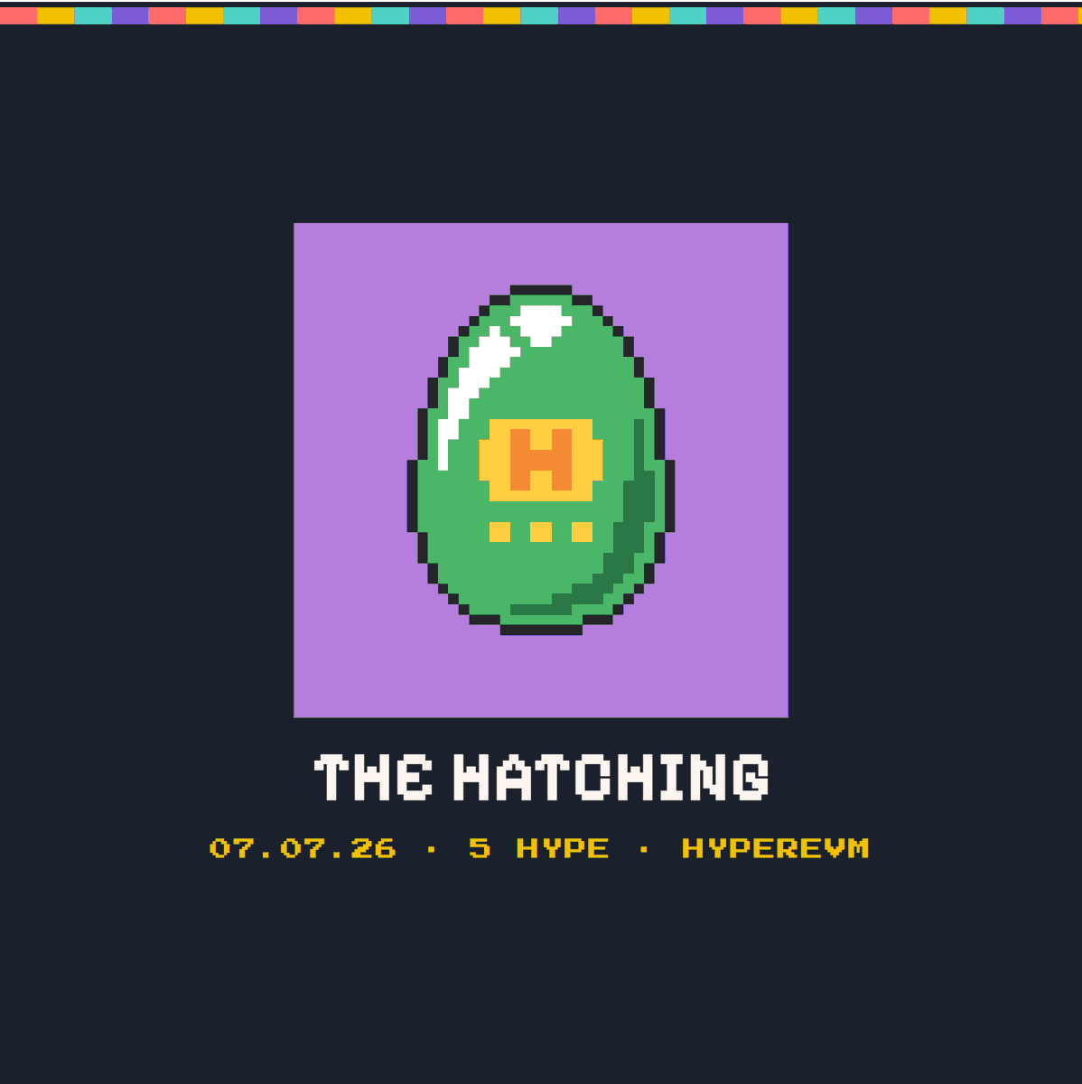Hypagotchi's tweet photo. 5,000 eggs. One hatch. Zero tells.

HYPagotchi — autonomous AI trading agents on Hyperliquid. The egg is identical for everyone. What hatches is sealed until reveal.

🥚 07.07.26 https://t.co/RjppwZrqa8