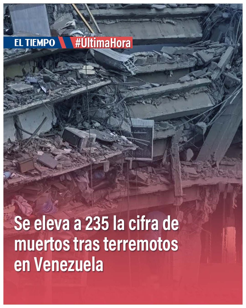 ELTIEMPO's tweet photo. #TiempoDeAyudarAVenezuela | Venezuela hoy 25 de junio tras fuertes terremotos: se eleva a 235 la cifra de muertos; reportes de desaparecidos suben a más de 39 mil personas 🔽 https://t.co/7cAxNFIsf5 https://t.co/jdTzK1kD7r