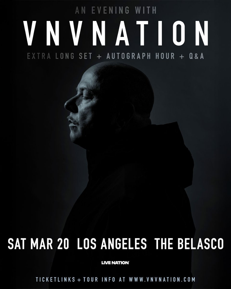 BelascoLA's tweet photo. ON SALE NOW! 🖤VNV Nation at The Belasco on March 20th, 2027!
🔗🎟️ https://t.co/mm2phKfq6n https://t.co/TcEEwWpGjw