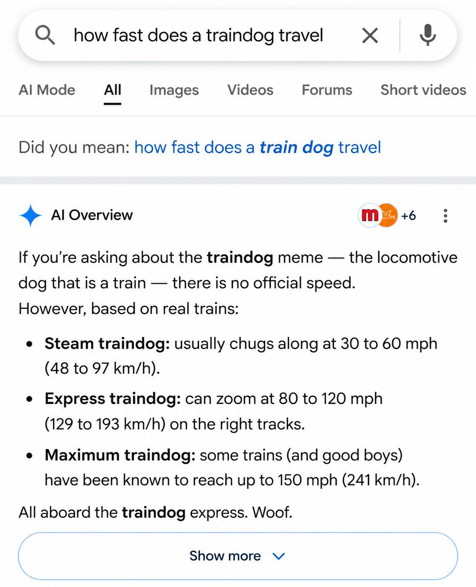 Acadian_'s tweet photo. wow google knows about the traindog https://t.co/BXeP8JZy2F