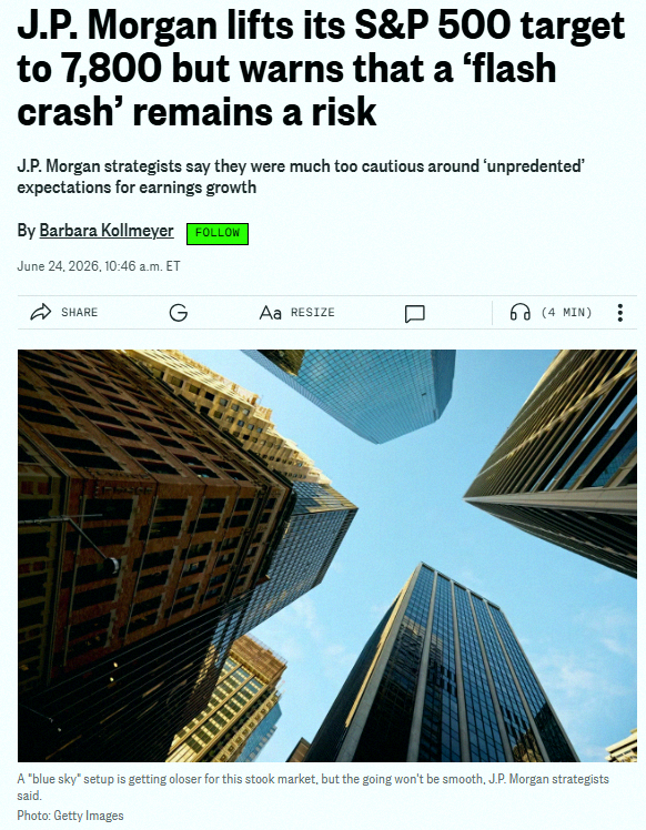 _ACE_aa_'s tweet photo. J.P.モルガンが株式市場にFlash Crash（フラッシュクラッシュ）の可能性を警告してるみたい 🚨 🚨 https://t.co/GrRrjthZPe