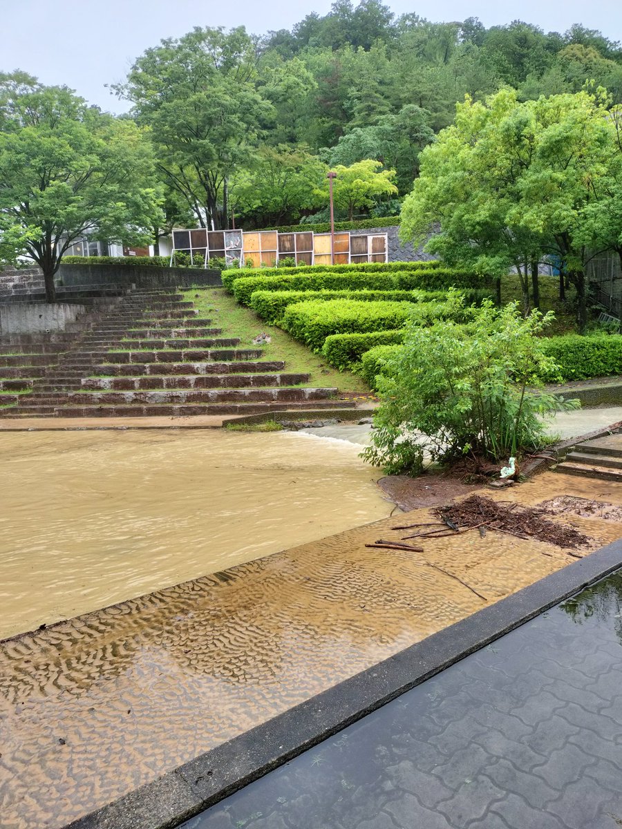 seika_jichi's tweet photo. ⚠大雨の影響で、水路や天ヶ池の水が増加しています！！
大学にいる方は気をつけましょう！ https://t.co/MV6SzUW1Ek