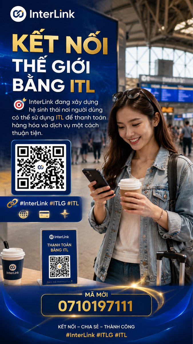 Trantuoimhp's tweet photo. BÀI 3: KẾT NỐI THẾ GIỚI BẰNG ITL

🎯 InterLink đang xây dựng hệ sinh thái nơi người dùng có thể sử dụng ITL để thanh toán hàng hóa và dịch vụ một cách thuận tiện.

#InterLink #ITLG #ITL 🌍💳✨ https://t.co/d1rbIOACAv