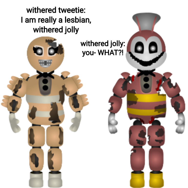 Birdbluechan's tweet photo. Damn withered tweetie is lesbian QwQ
#jollyfnaf #memes #lesbians #jolly jolly3chapter1 #jolly3 https://t.co/JrY0C3Pr7b