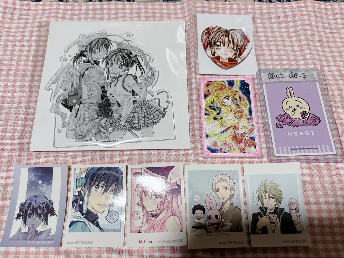 eb_de_s's tweet photo. 【交換】種村有菜30周年記念展 くじ 入場特典 ふろく風カード 物販購入特典 食べちゃいましたステッカー

譲
くじC賞 アクリルスタンド(満月・タクト)
くじD賞 ハート缶バッジ(鰍)
入場特典 ジャンヌ
購入特典 画像参照

以下ツリーに続く https://t.co/GlY8MNXM2N